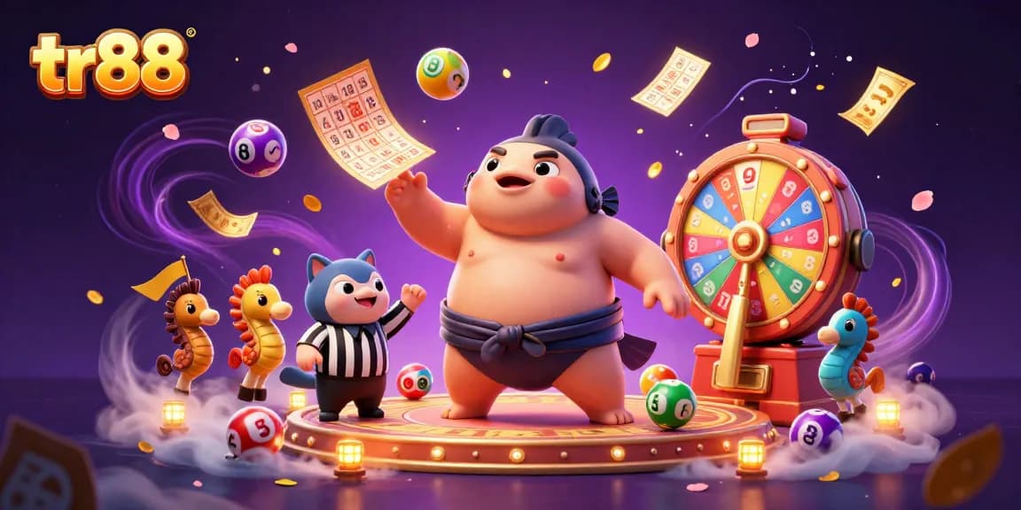 Win big with tr88 in a dynamic underwater casino scene featuring a fugu in a sumo ring.