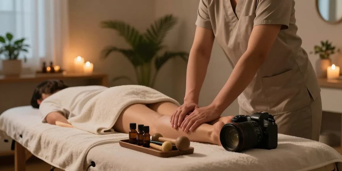 의정부출장마사지 in a cozy home massage setting with calming atmosphere and professional therapist.