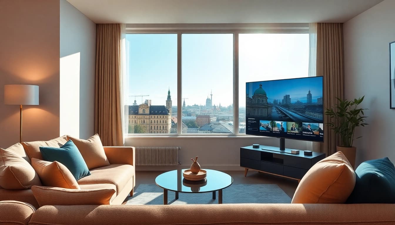 Stream the latest shows with iptv Sweden on a modern TV in a stylish living room setup.