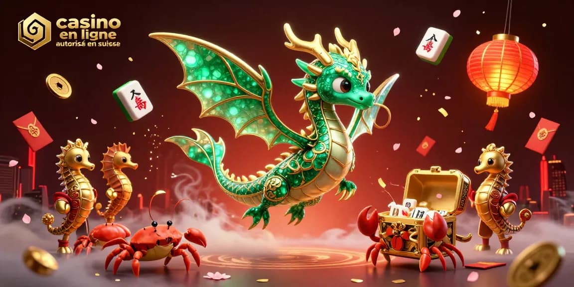 Obtenez des gains sur le casino en ligne autorisé en Suisse avec un dragon marin en 3D et des éléments de jeu.