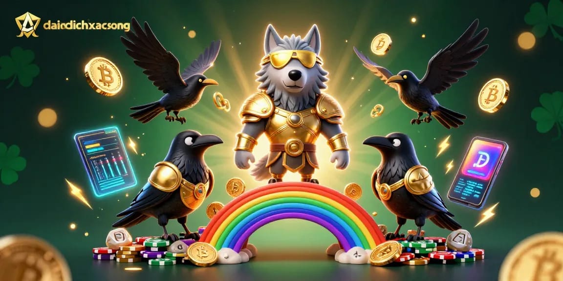 Engage with daidichxacsong, a vibrant world of gaming with Odin and ravens amid digital betting elements.