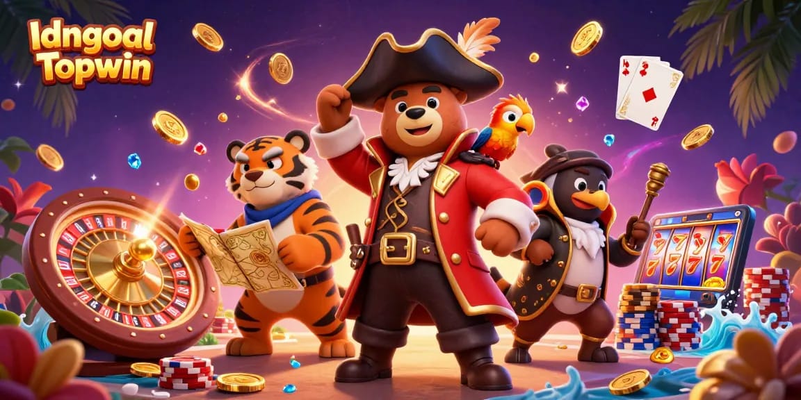 Engage with the Idngoal Topwin casino adventure featuring pirate characters amid vibrant gaming elements.