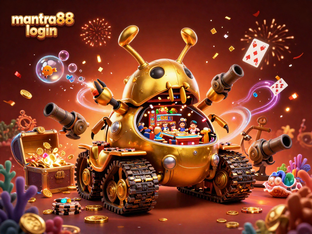 Engage in exciting gameplay with mantra88 login on a vibrant illustrated casino scene.