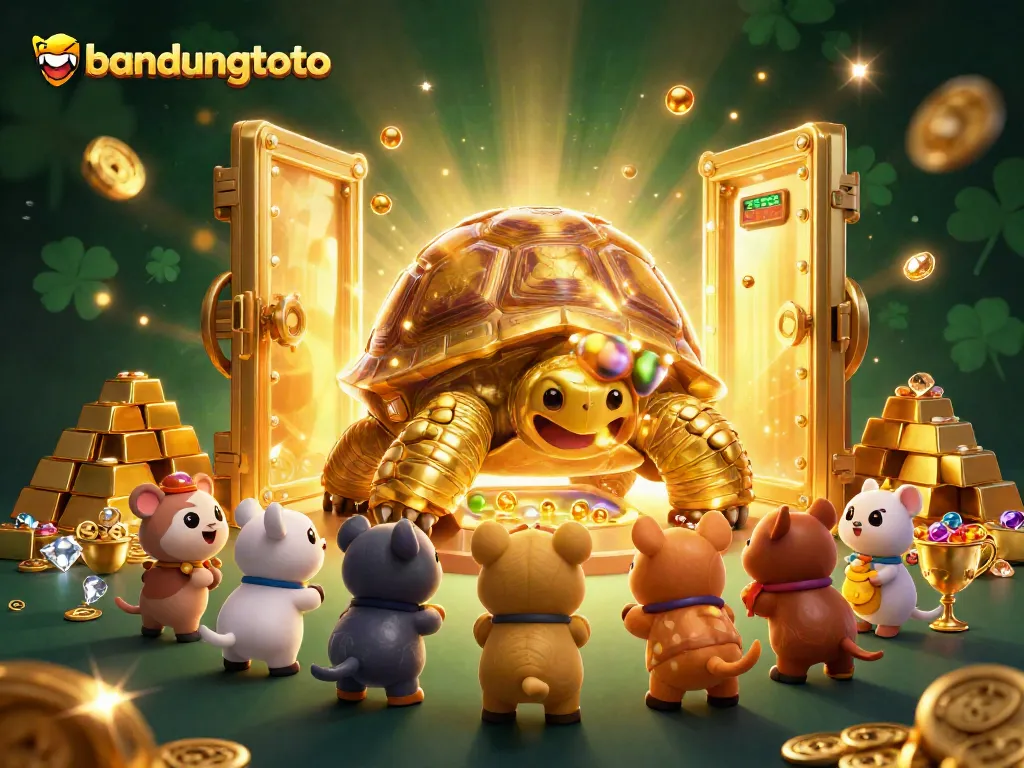 Experience bandungtoto's thrilling games in a lively, vibrant 3D cartoon scene with treasures and excitement.