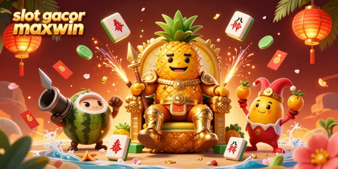 Engaging the slot gacor maxwin experience with a vibrant 3D illustration showcasing a lively beach casino scene.