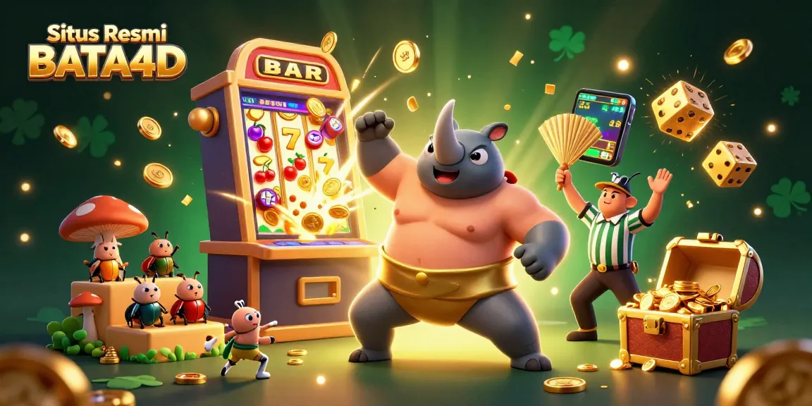 Experience the excitement of Situs Resmi BATA4D with this vibrant 3D casino illustration.