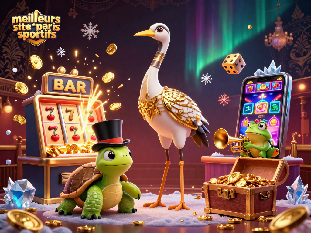 Découvrez les meilleurs sites de paris sportifs avec une scène dynamique de personnages de casino.