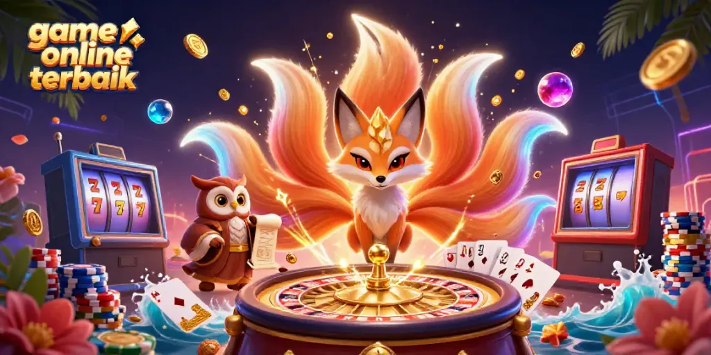 Experience thrilling moments with game online terbaik featuring vibrant characters and festive casino elements.
