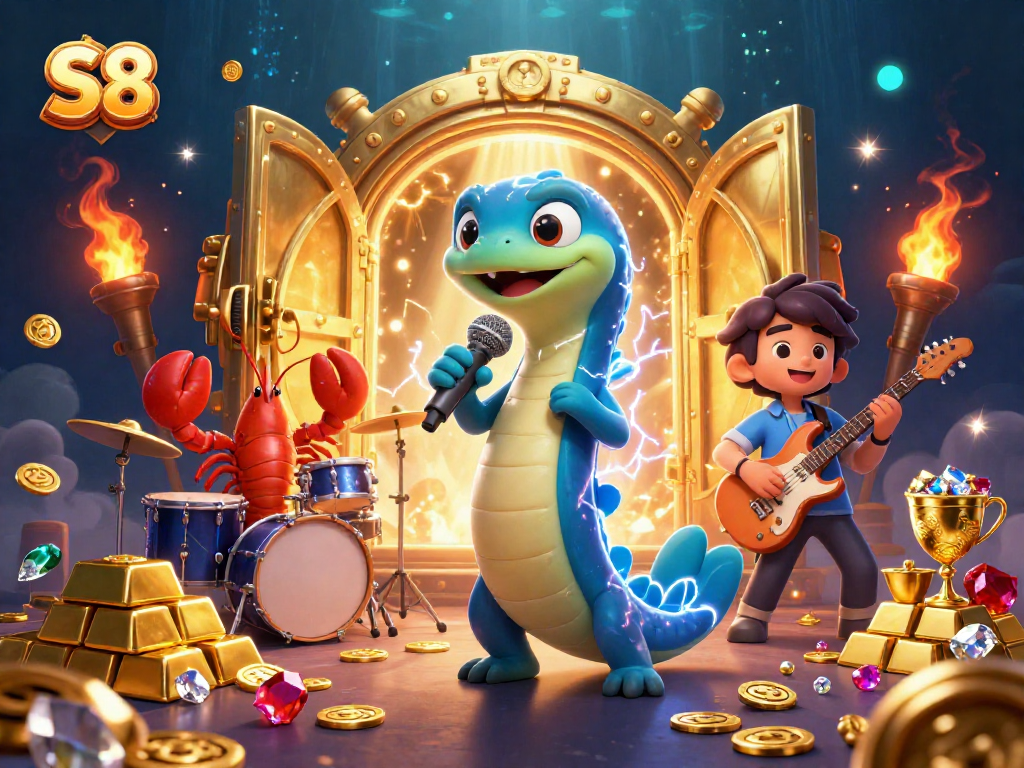 S8 interactive gaming experience featuring a vibrant underwater casino stage with lively characters.