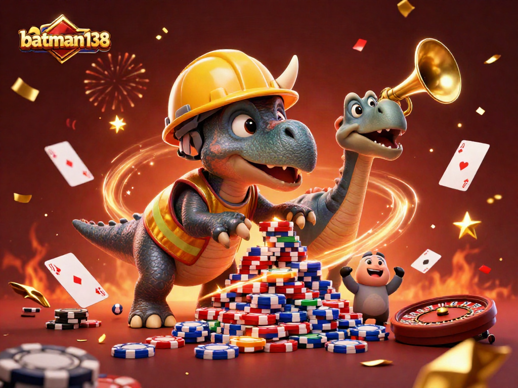 Experience the excitement of poker with batman138 in this vibrant 3D illustration of a joyful casino scene.