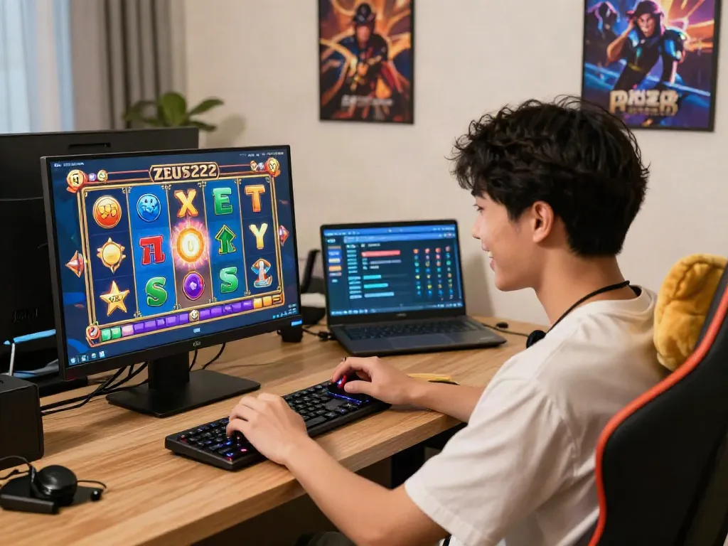 ZEUS222 menghadirkan suasana bermain slot online yang menarik dengan pemain merayakan kemenangan di perangkat mobile.
