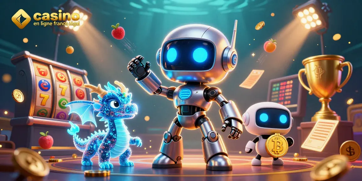 Jouez à un casino en ligne France légal avec nos mascottes futuristes et une scène animée remplie de bonus.