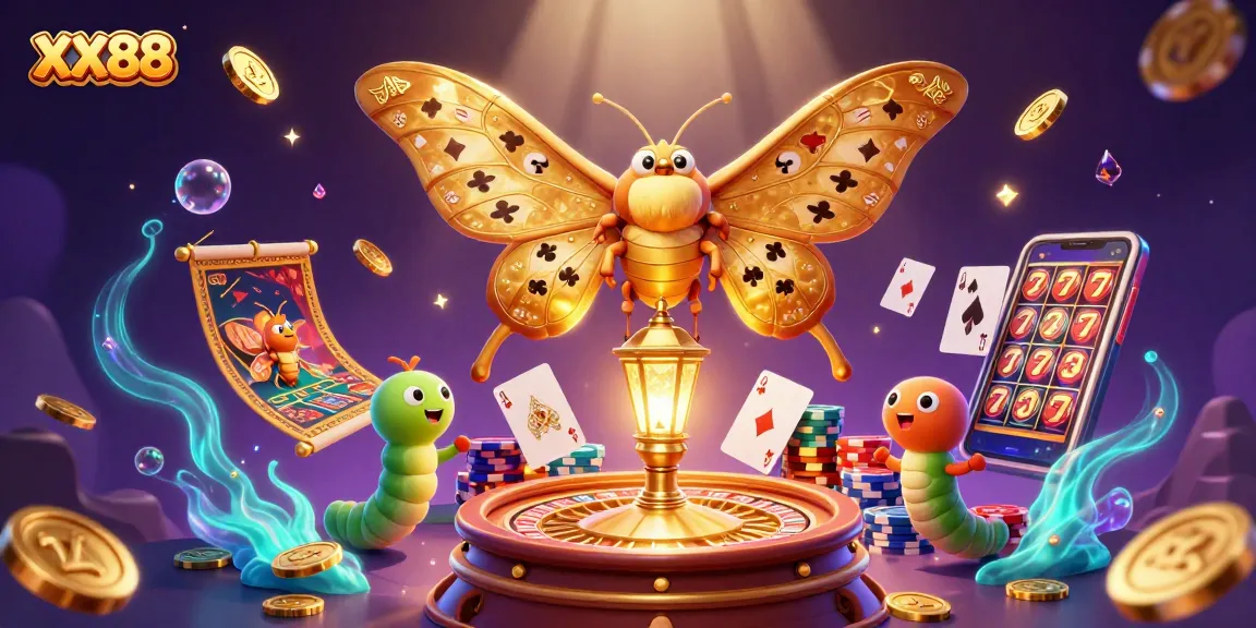 Experience the exciting world of XX88 with vibrant casino elements and golden treasures.