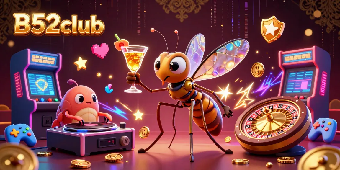 B52club showcases a lively casino scene with vibrant characters and dynamic gaming elements.