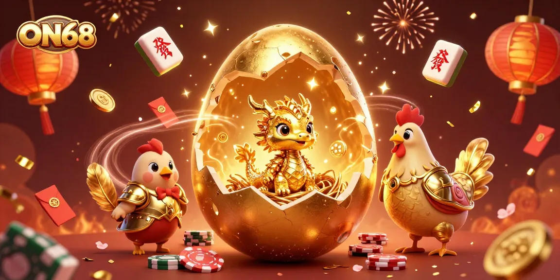 Experience ON68's thrilling atmosphere with golden dragon and festive decorations in 3D.