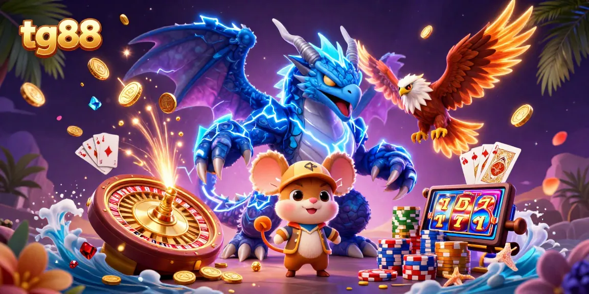 Experience the excitement of tg88 with dynamic gaming elements and vibrant characters in 3D illustration.