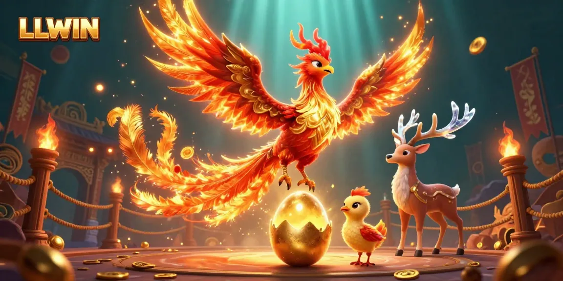 Experience thrilling excitement at LLWIN with vibrant phoenix characters and stunning casino elements.