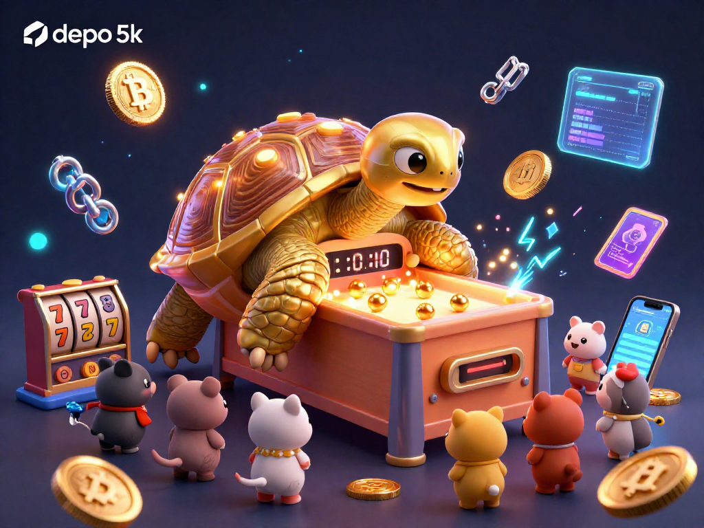Engage with the exciting gaming experience of depo 5k in this vibrant casino-inspired illustration.