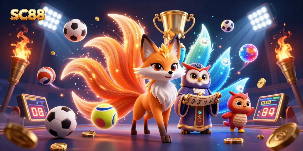 SC88 unveils thrilling sports betting adventures amidst glowing spirit orbs and dynamic gaming elements.