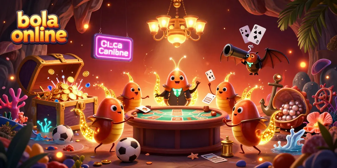 Bet on bola online with a lively scene featuring glowworms and a bat dealer at a vibrant cave casino.