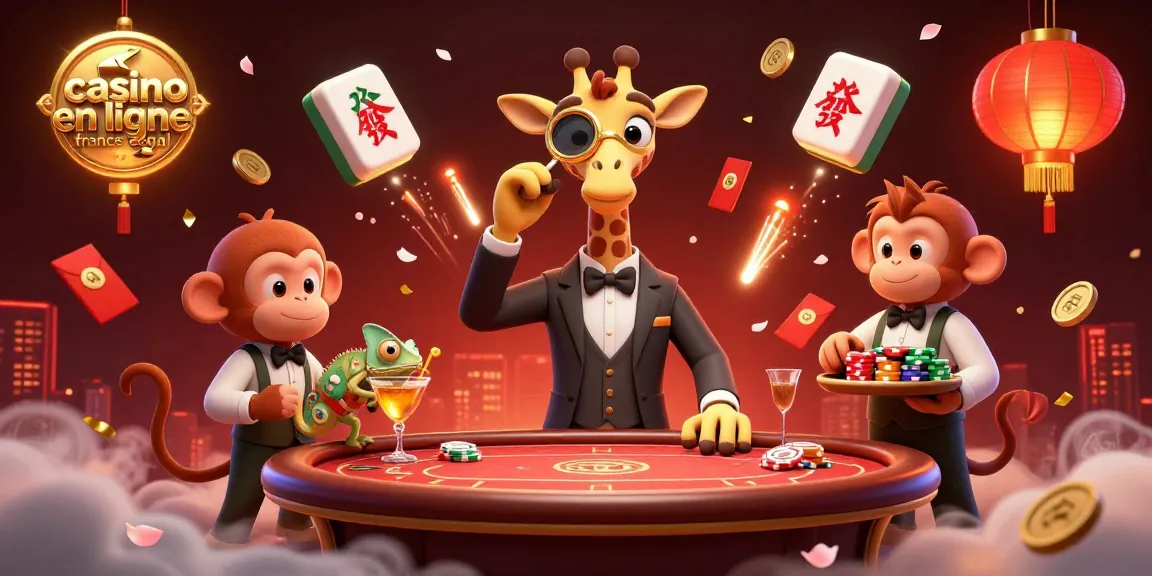 Casino en ligne France légal : un giraffe parieur joue au poker entouré de chances et de jeux