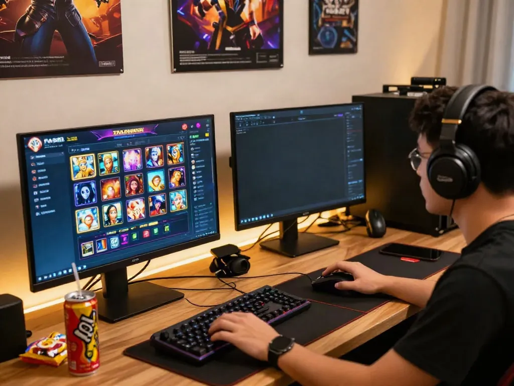 Player enjoying slot gacor games on a vibrant gaming setup with PG SOFT visuals.