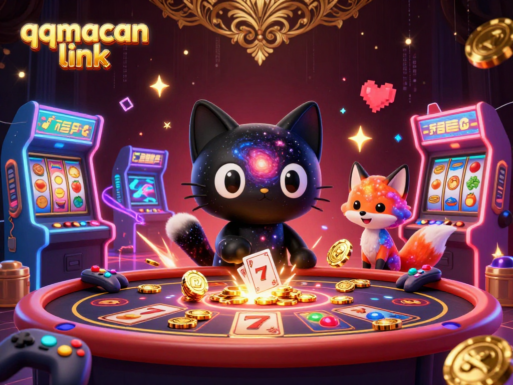 Experience excitement with the qqmacan link at a cosmic casino featuring vibrant characters and slots.