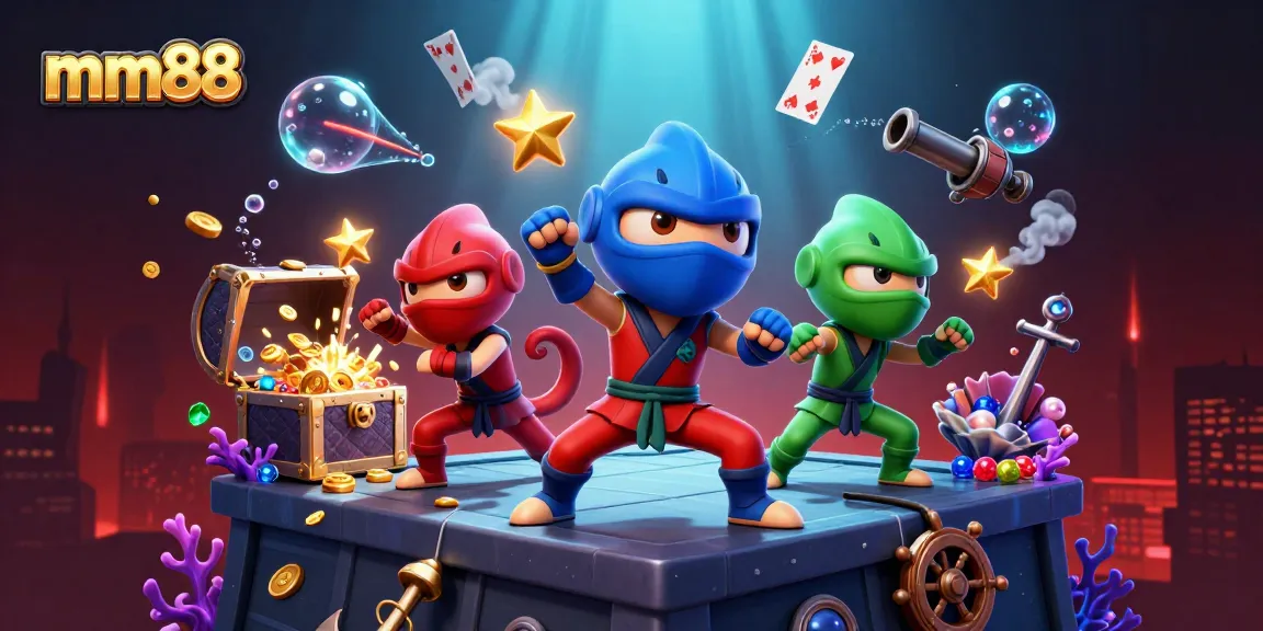 Engage in thrilling casino action at mm88 with vibrant chameleon ninjas and dazzling treasures.