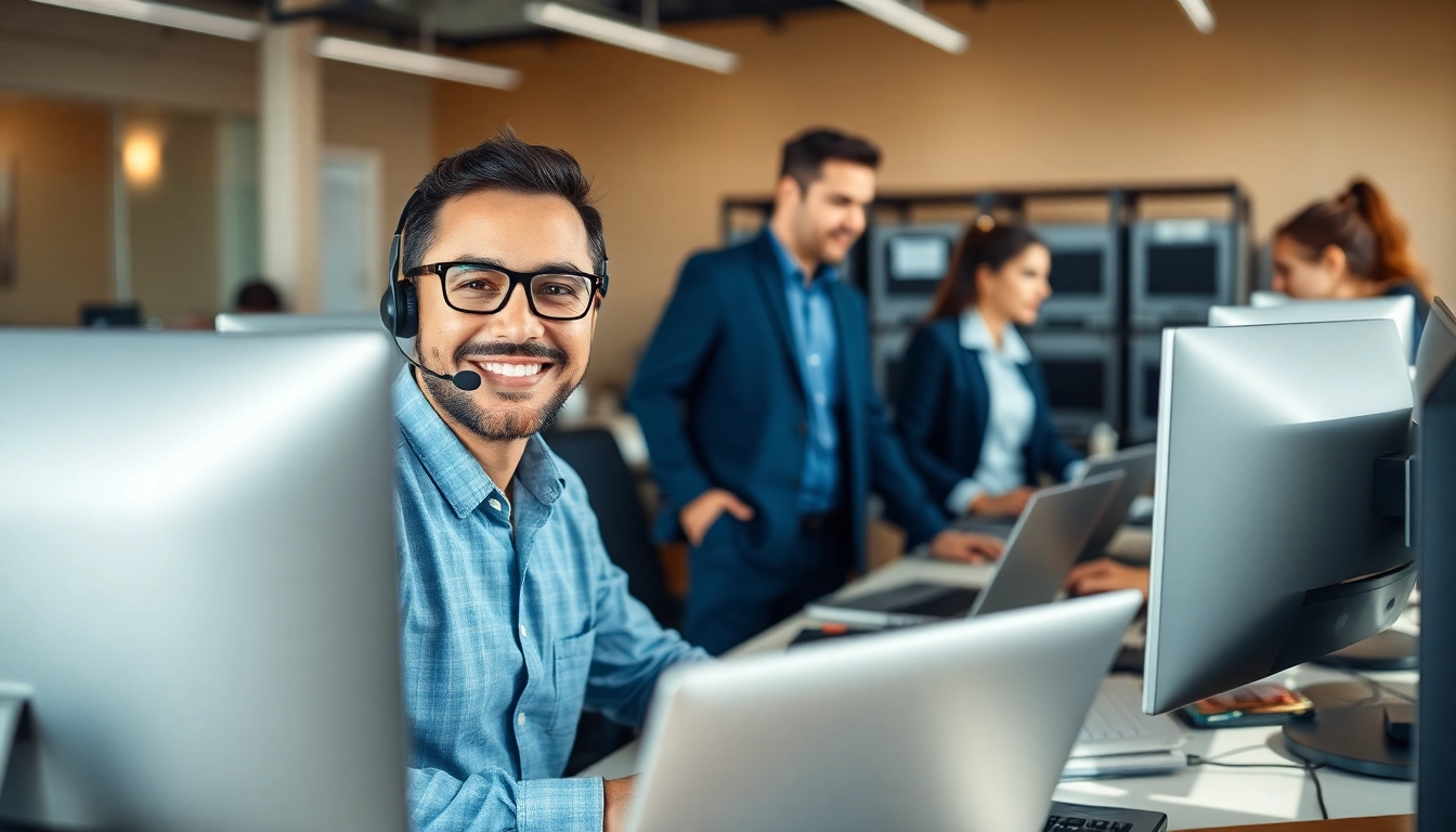 Enhance productivity with it support services for small business by professional IT technicians collaborating in a modern office.
