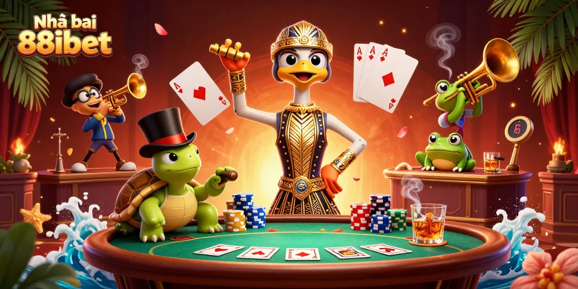 Experience the excitement of Nhà cái 88ibet with vibrant casino characters and dynamic poker action.