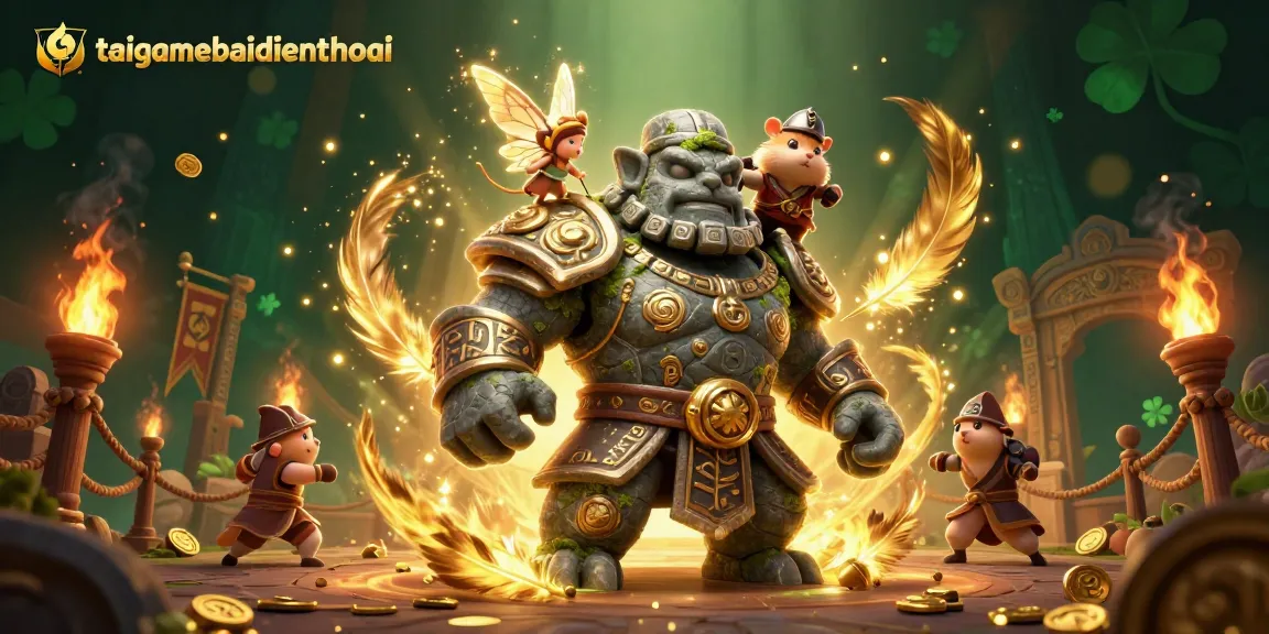 Experience epic gambling adventures with taigamebaidienthoai in a vibrant, enchanted 3D illustration.