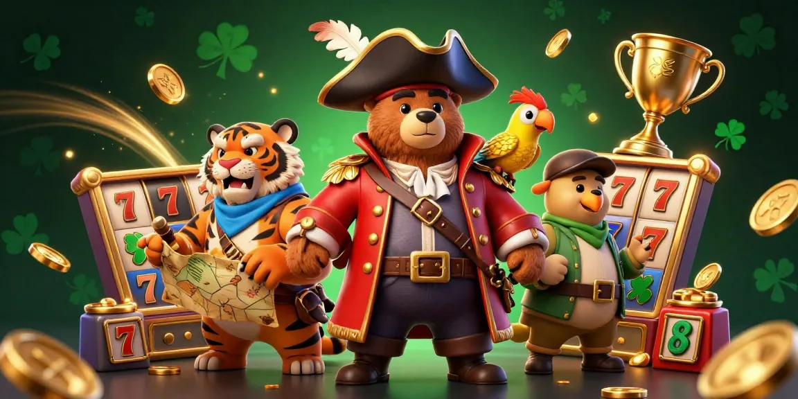 Join the adventure with gems-fortune as a pirate captain bear and friends celebrate big wins at the slot game!