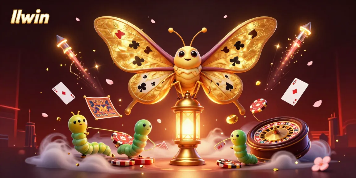 llwin showcases vibrant 3D casino scenes with lively moth and symbols in a festive atmosphere.