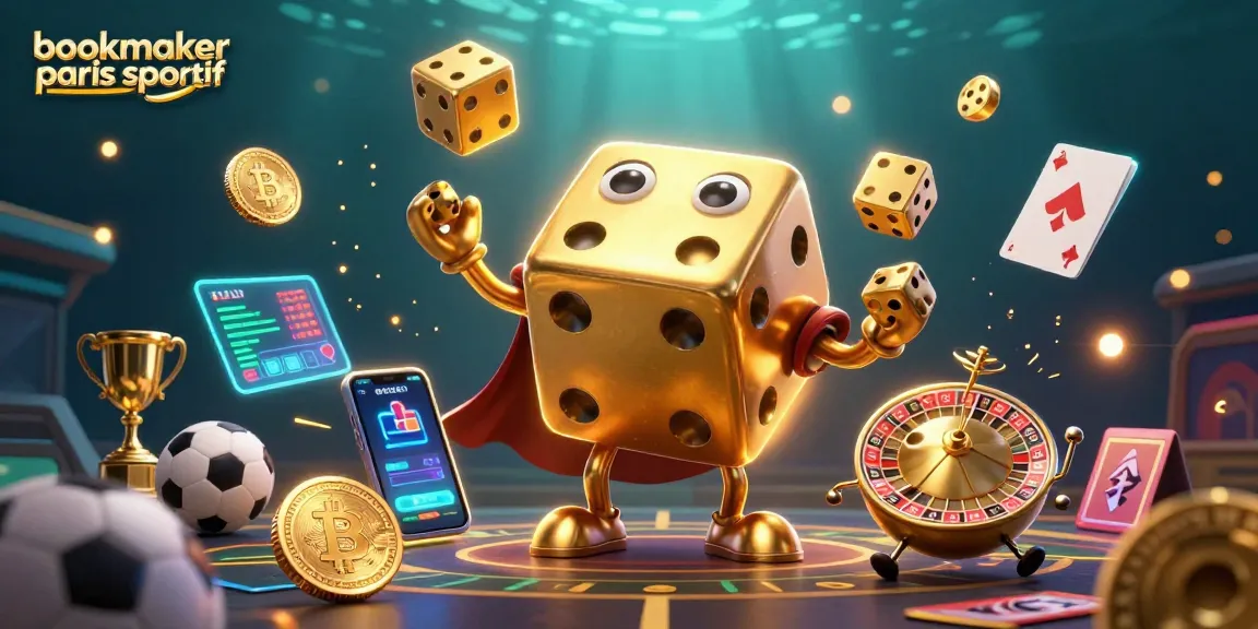 Pariez avec bookmaker paris sportif dans une scène dynamique remplie d'éléments de jeux.