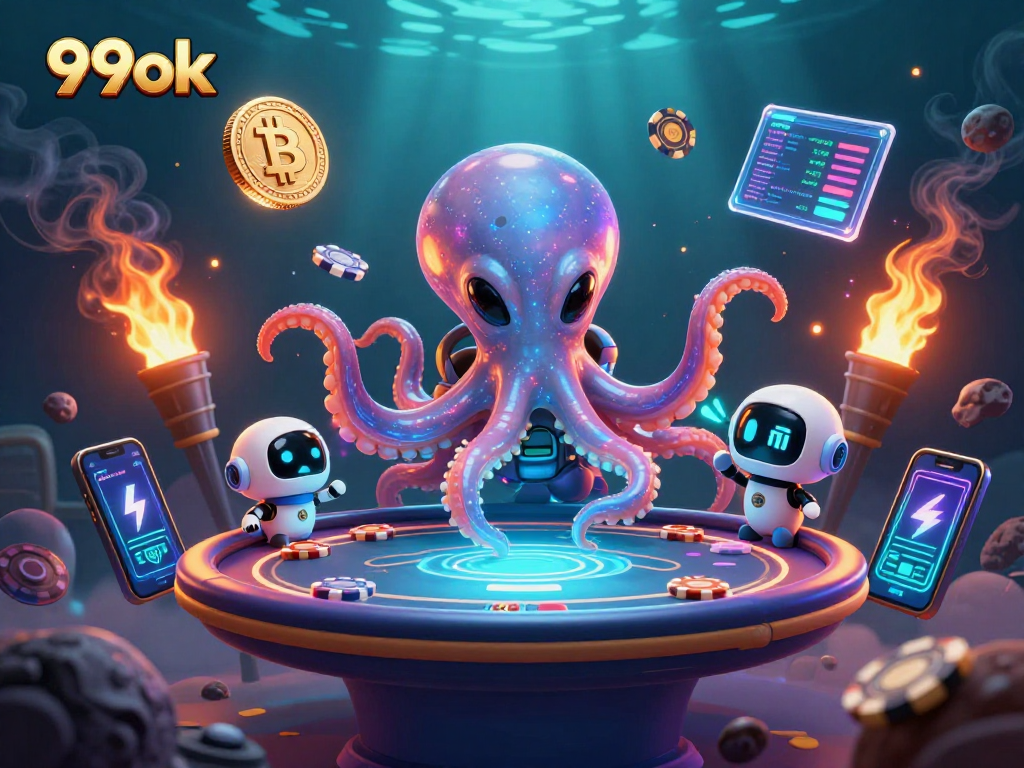 Engage in an exciting poker game at 99ok with an alien octopus and advanced crypto elements.
