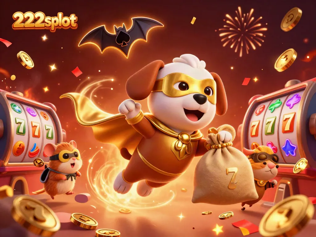 Menangkan jackpot di 222slot dengan superdog berkapur emas dan hamster bertopeng.