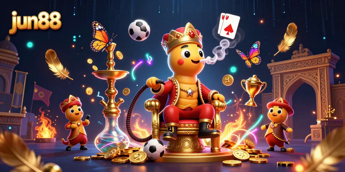 Experience thrilling sports betting with jun88, featuring a vibrant 3D illustration of a whimsical caterpillar and dynamic gaming elements.