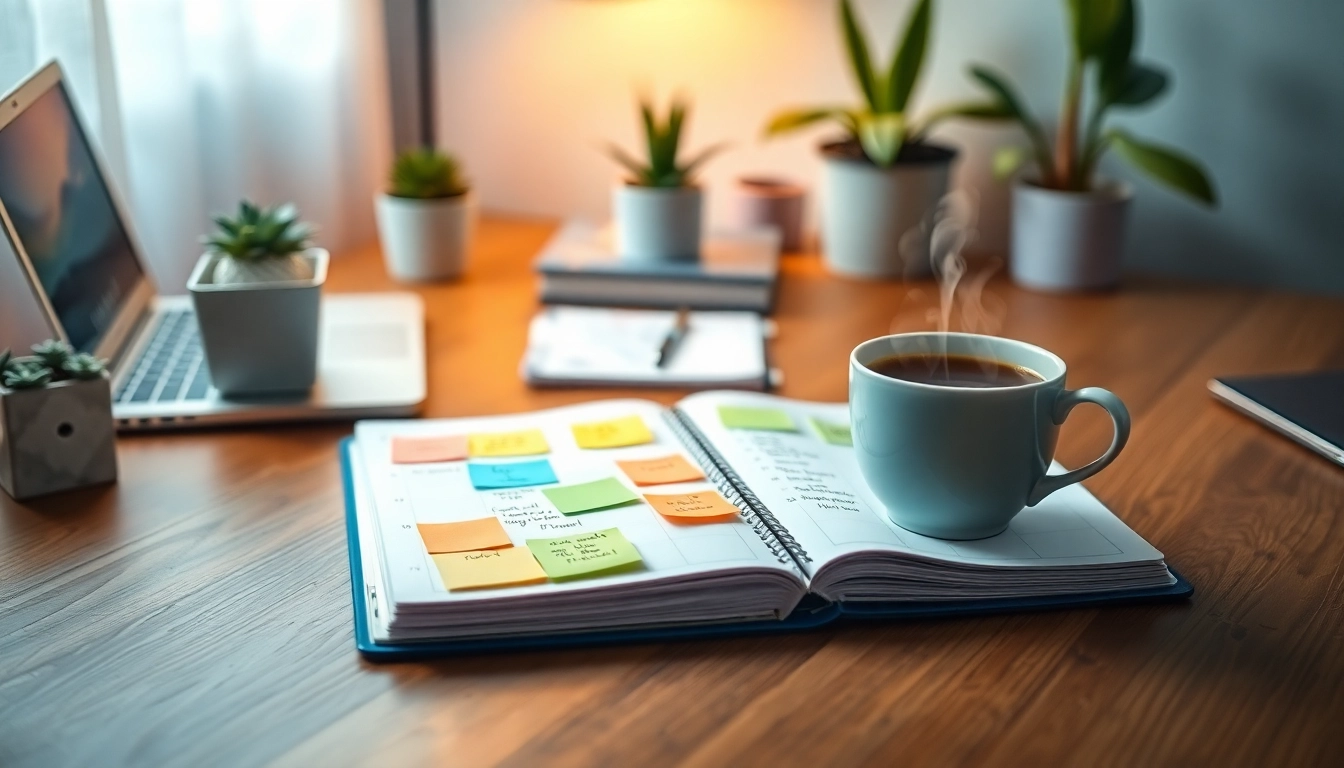 Plan Your Way, Instantly with an open planner and coffee, symbolizing productivity.