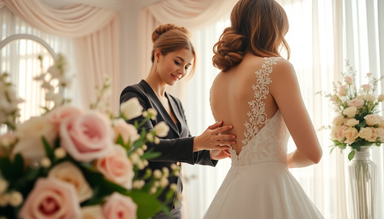 Bridal styling con un esperto stilista che prepara una sposa in un ambiente elegante