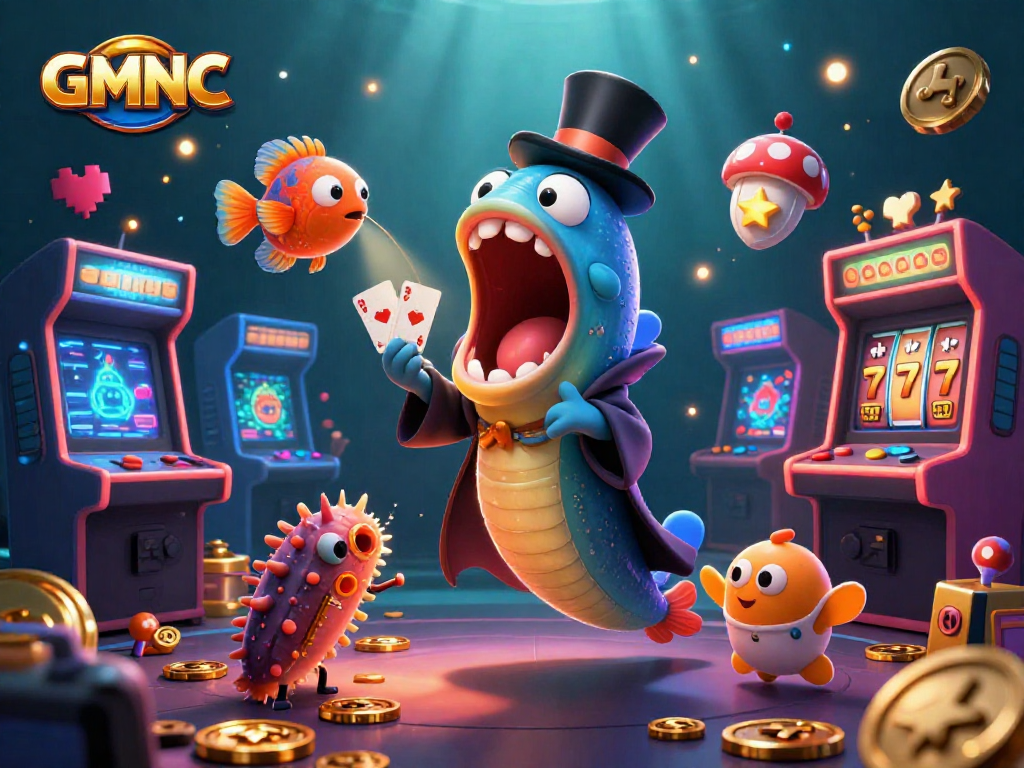 Experience GMNC magic with deep-sea casino characters amid dazzling game elements.