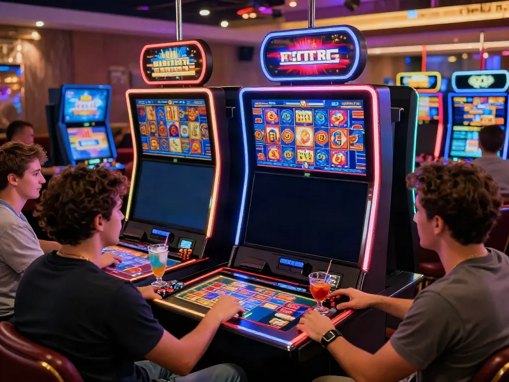 Engaged players enjoying สล็อตเว็บตรง games in a lively online casino atmosphere.