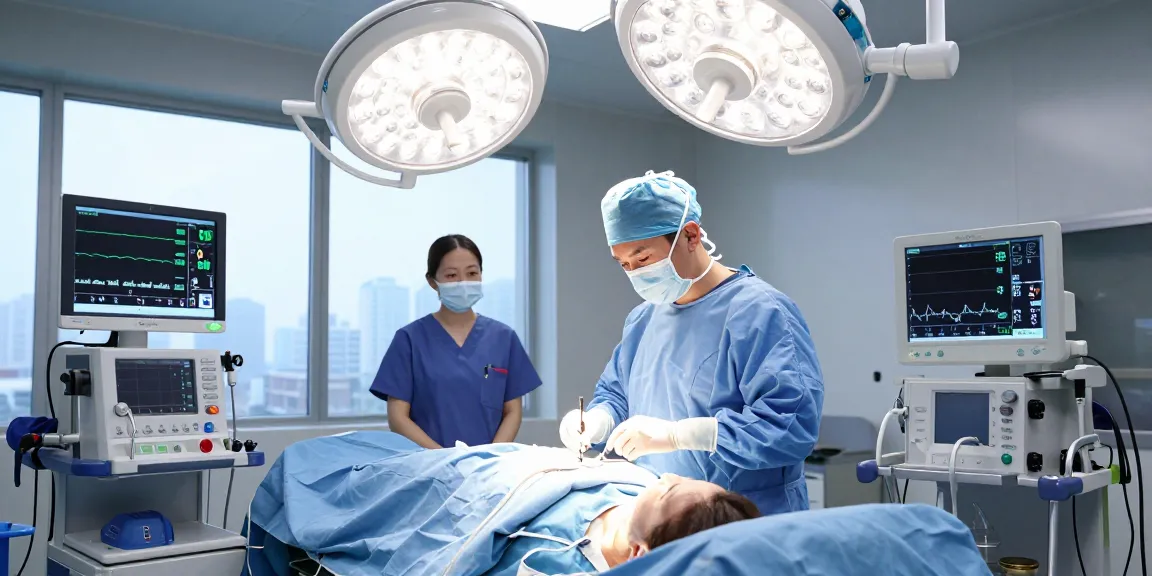 Brain surgery preparation scene with medical professionals and advanced technology, highlighting beyin ameliyatı in a clinical environment.