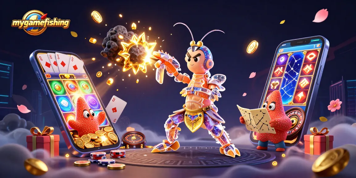Experience mygamefishing as the mantis shrimp unleashes gems and coins in a 3D casino adventure.