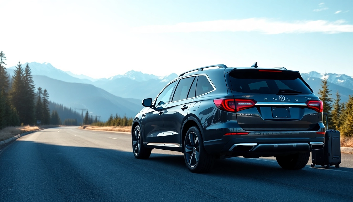 Experience reliable vancouver to whistler car service with luxury SUV in scenic mountain landscape.