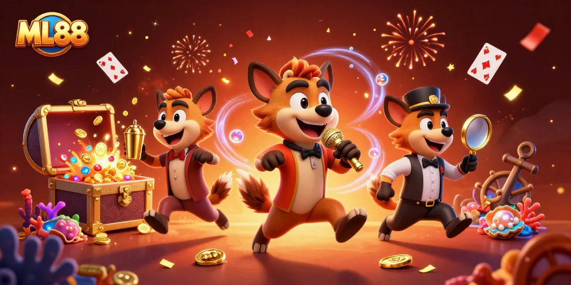 Engage with ML88's vibrant casino scene featuring hyenas as entertainers in a lively club.