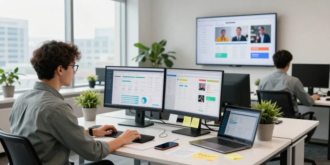 Digital strategist analyzing metrics at https://www.bdtjl.app/ within a modern office workspace.