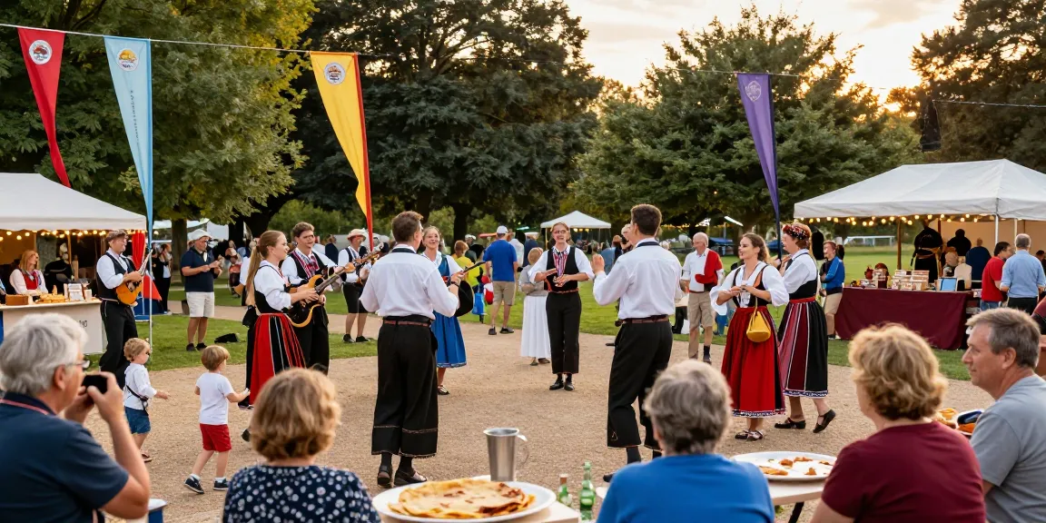 Engaging outdoor cultural festival scene celebrating we88 PGSLOT and Breton traditions with lively music.