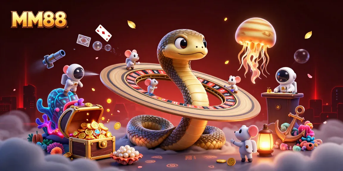 Experience exciting gameplay at MM88 with a vibrant casino illustration featuring cosmic elements and immersive action.