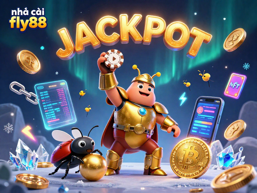 Engage with the excitement of nhà cái fly88 as the heroic beetle celebrates a big win in this vibrant casino scene.