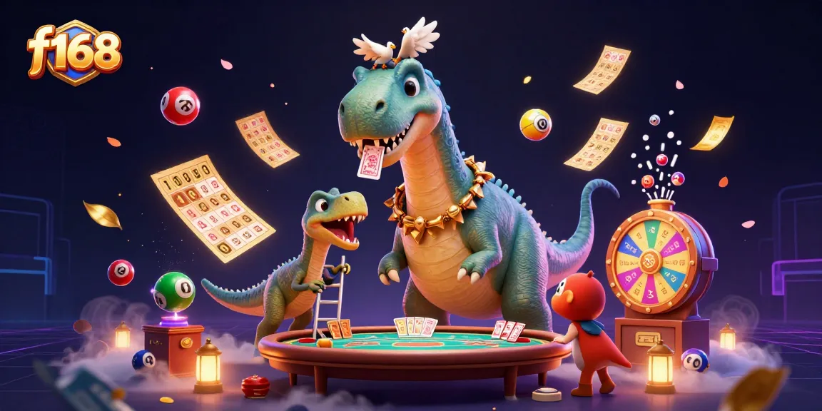 Experience thrilling f168 gaming with a whimsical dinosaur and clever raptor at the casino.